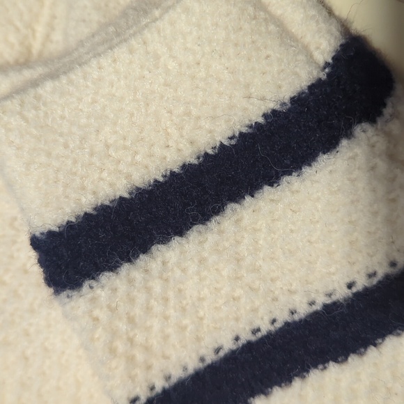 Easy Clothes Sailor Sunny Striped Ecru & Navy  1/2 ButtonUp Sweater NWT Size O/S - Picture 6 of 6